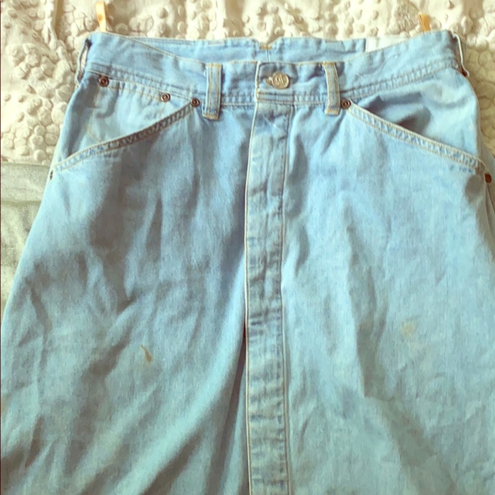 Vintage midi length jeans skirt